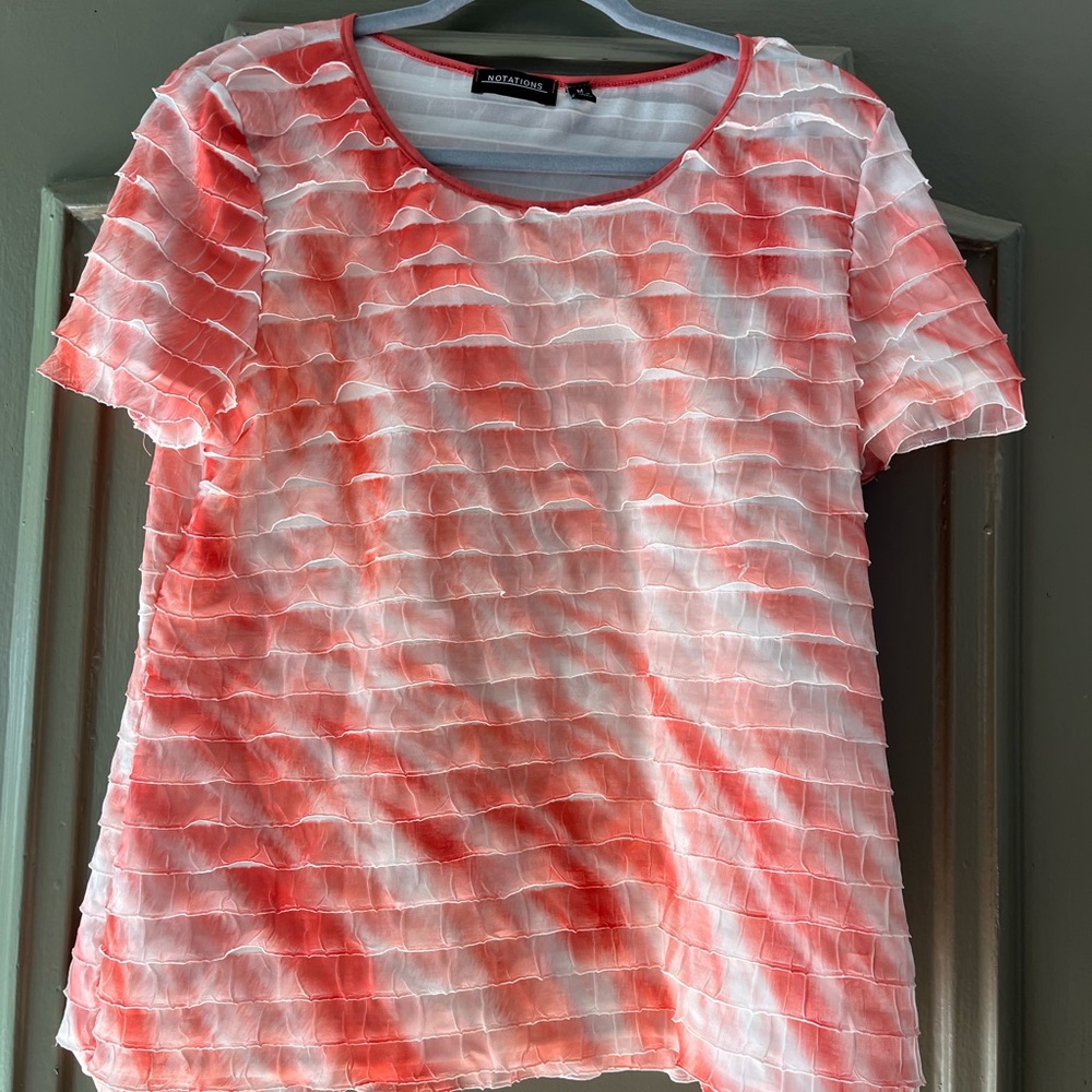 Notations Pink Ruffled Short Sleeve T-Shirt